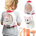 WorWoder Electronic Interactive Plush Cat- Battery Operated Mechanical Walking Little Pet Kitten with a Cute Bag, Meow Tail Wagging, Stretching Companion Animal for Toddlers & Kids