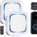 Wireless Doorbell Chime - Compatible with Blink Video Doorbell (2023 release) and Blink Video Doorbell (newest model), 58 Melodies & 5 Volume Levels (1 Video Doorbell Extender 2 Receivers (Light White)