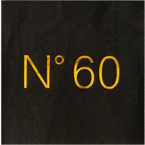Crisky 50 Pcs Disposable 60th Birthday Napkins Blakc Gold Cocktail Paper Napkins for 60th Birthday Party Decoration, 3-Ply