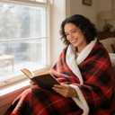 Red Christmas Electric Heated Blanket 62"x84", Fast Heating Twin with 8 Hours Auto Off/8 Heats Levels, Soft Plaid Sherpa with ETL Certification, Gift for Women Adults Keep Warm in Home Office