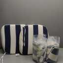 Fabritones Outdoor Seat Cushions Navy Stripe Set of 4 Patio Chair Cushions with Ties 16x17 Inch Square Chair Pads