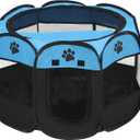 Cat Dog Playpen, Puppy Pet Playpen Indoor for Small Dog Crate Tent Cage Outdoor, Portable Pop Up Dogs Enclosure Kennel with Carrying Case for Dogs/Cats/Rabbits Blue.