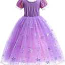 Purple Dress Princess Costume Girls Dress Up for Birthday Party Christmas Theme Outfit Accessory (Purple), Size: 5-6 Years