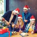 Elcoho 24 Pack Santa Red Hat Short Plush with White Cuffs Non-woven Fabric Christmas Hat