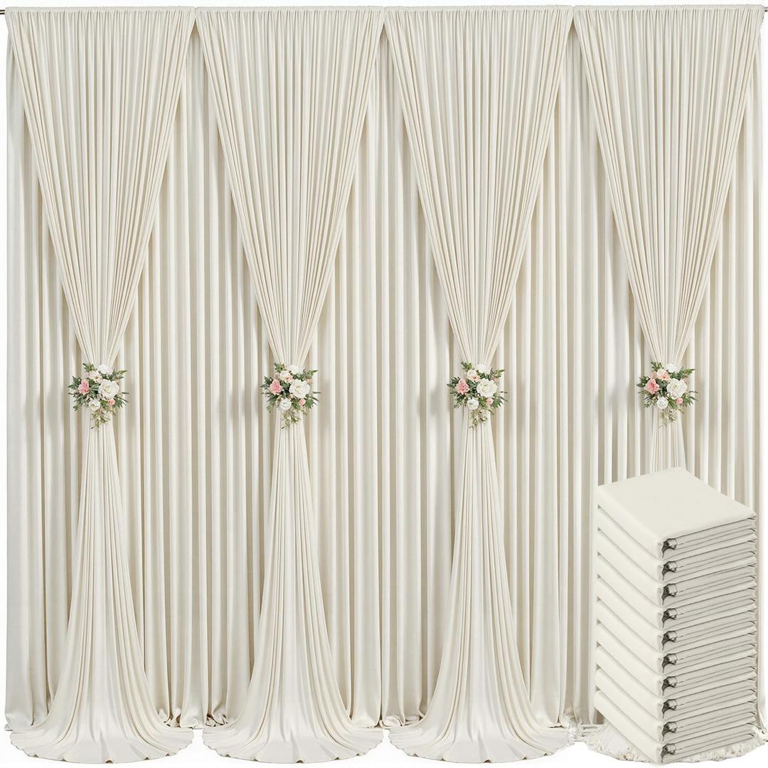 10 Panels Beige Backdrop Curtain for Baby Shower Wrinkle Free 50ft x 10ft Backdrop Drapes Panels for Parties Wedding Bridal Shower Birthday Photo Photography Fabric Background Decoration