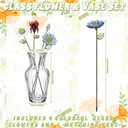 HunnmingRe 5 Pcs Glass Flowers with Vase, April Birth Month Flower Decor, Handmade Blown Glass Birthday Flower Bouquet, Birthday Gifts for Mom Women, Home Office Table Centerpiece Wedding Decor