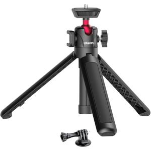 ULANZI MT-16 Extendable Mini Camera Tripod, 4 Levels Adjustment 360 Ball Head Cold Shoe Lightweight Portable Vlog Travel Selfie Stick Handle Grip Desktop Webcam Tripod for DSLR Action Camera