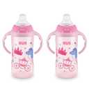 NUK Learner Cup, 10 oz, 8+ Months, 2 Count  BPA Free, Spill Proof Sippy Cup (Pink Kingdom)