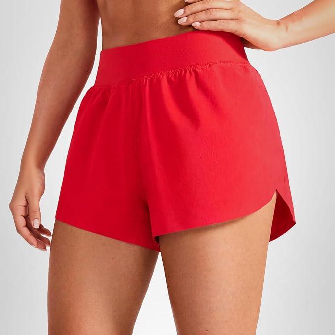CRZ YOGA High Waisted Split Running Shorts for Women 3" - Comfy Mesh Liner for Workout Athletic Gym Track Quick Dry, Size XS