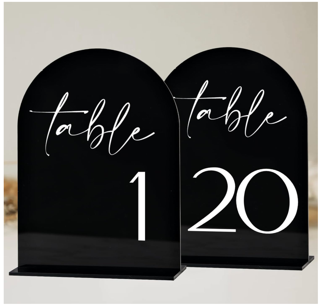 Arch Acrylic Table Numbers 120 for Wedding Reception  5x7 Inch Black Acrylic Arch Sign with Holder,Table Signs Display Stand for Wedding Receptions, Parties, Anniversaries, and Events