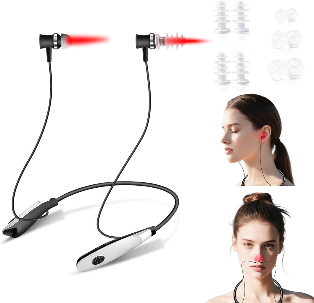 Red Light Therapy for Nose & Ears, 2-in-1 Infrared Nasal Therapy Device, Red Light Therapy for Ear Relief, Portable Light-weight Soothing Device with Neck-Hanging Design, Auto Timer, Rechargeable