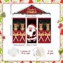 4 Pcs Christmas Reindeer Stable Door Cover Cute Front Door Xmas Decorations Elk Reindeer Hanging Banner Backdrop for Home Decor Holiday Photo Booth Props