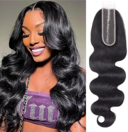Brazilian 2x6 Human Hair Lace Closure HD Transparent 2x6 Body Wave Lace Closure Middle part Human Hair Kim K Closure With Baby Hair (16 inch)