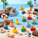 RoundFunny 50 Pcs Mini Resin Sailor Cruise Ducks, Tiny Cruise Duck in The Ship for Hiding Miniature Sailor Figurines for Nautical Ship Party Micro Landscape Garden Dollhouse Decor