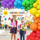 MEHOFOND Bienvenidos De Regreso A Clases Decorations, 112PCS Colorful Back to School Balloon Garland Arch kit for Kids Classroom First Day in Preschool Kindergarten Party Supplies