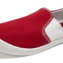 FUNKYMONKEY Slip-On Canvas Sneakers for Women, Comfortable Lightweight Lace-Up Flat Casual Tennis Shoes Breathable Walking Shoes for Everyday Wear (10, Red)