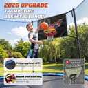 Trampoline Basketball Hoop Attachment, with 3 Basketballs and Pump & Hooks, Easy to Install, Universal Accessories Goal Game Fits 8 10 12 14 15 16 FT Trampoline Indoor Outdoor