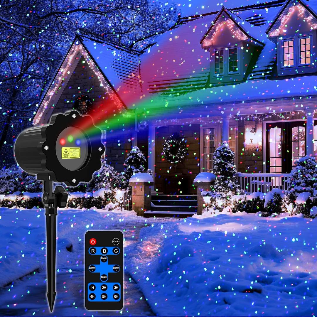 Laser Christmas Projector Lights Outdoor, RGB Laser Light Projector, Firefly Lights Show with Remote & Timer, Waterproof, Holiday Decoration for Christmas, Home House Decor, Party, Garden
