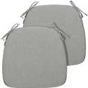 Magpie Fabrics 17"x16"x2" U-Shape Chair Cushions with Ties 2 Count, Outdoor Indoor Waterproof All Weather Seat Pads Decoration for Patio Garden Dining Office - Warm Gray