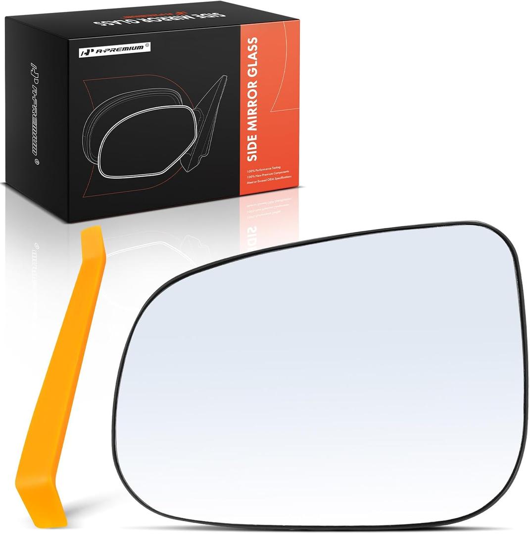 A-Premium Left Driver Side Heated Mirror Glass with Backing Plate Compatible with Volvo S60 2012-2017, V60/V60 Cross Country 2015-2018, S80 2012-2016 - Exterior Side View Flat Mirror