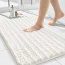 Smiry Bathroom Rugs Mat 24x16, Extra Soft Absorbent Chenille Bath Rugs, Non Slip Rubber Backing Machine Washable Quick Dry Bath Mats for Bathroom Floor, Tub, Shower, Home Decor Accessories, Ivory