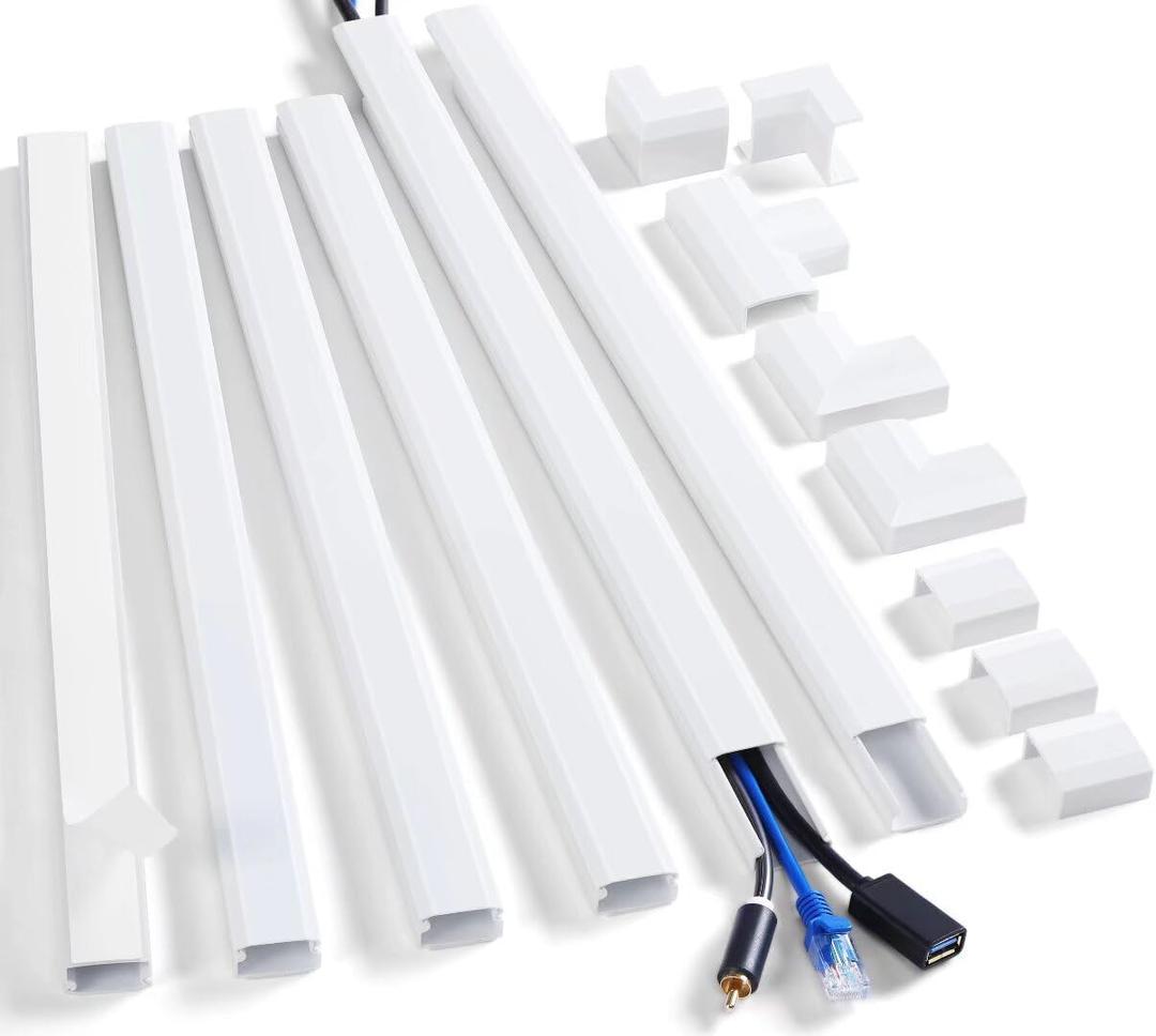 ZhiYo 94.5in Cord Cover Wall Kit, Cord Hider Wire Covers for Cords Wall Mounted TV, Paintable Wire Hiders, TV Cable Hider Cord Concealer, 6 x L15.7in W0.98 H0.5in, White