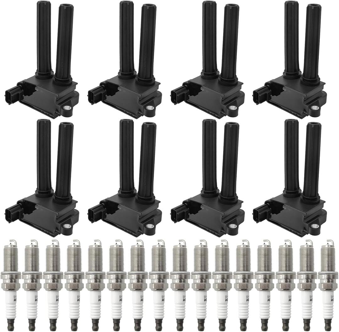 8 Ignition Coils UF504 with 16 Iridium Spark Plugs Compatible with Dodge Ram 1500 2500 3500, Compatible with Chrysler 300 Aspen, Jeep Grand Cherokee, 5.7L V8 HEMI 2006-2020