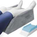 LOFE Adjustable Leg Elevation Pillow 3 Heights - Double Feet Elevator for After Surgery, CertiPUR-US Memory Foam Foot Elevating Pillows for Swelling, U-Shape for Stable, Machine Washable Pillowcase