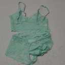 Lilosy Sexy Cupless Crotchless Women Floral Lace Pajamas Lingerie Set High Waist Nightwear Sleepwear Bra Panty 2 Piece (Small, Cupless Mint Green)