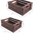 Rustic Vintage Finished 2 Packs Wooden Crate with Handles - Nesting Storage Display Organization Crate for Party Office Bedroom Kitchen and Closet