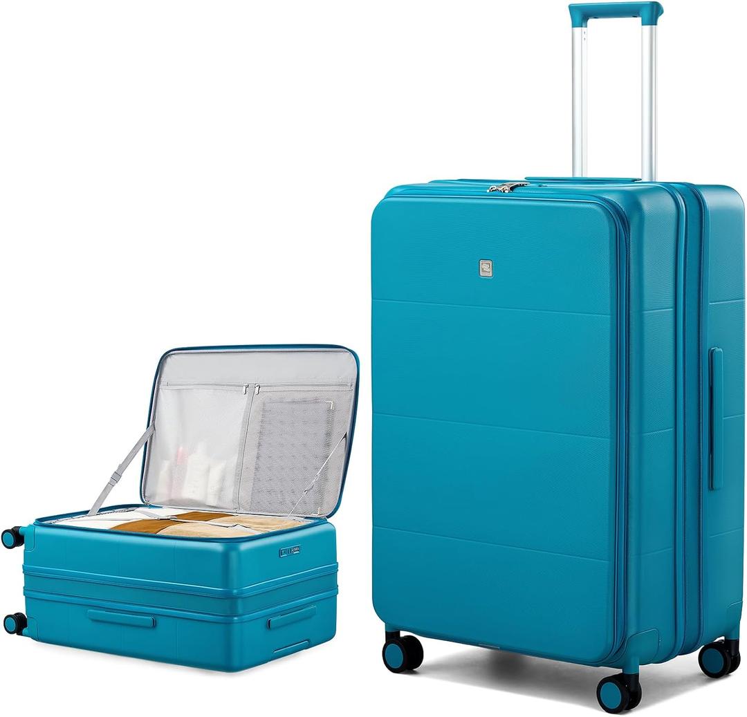 Hanke Hardside Expandable Large Checked Luggage, 28 Inch Top Opening Trunk Luggages with Spinner Wheels, All-PC Hard Shell Suitcase, Lightweight TSA Approved (Caribbean Blue, 120L)