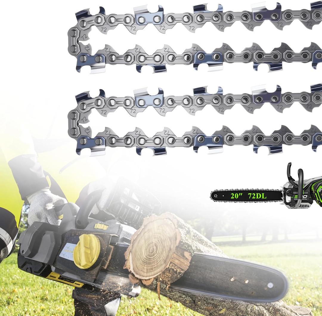 20 Inch Chainsaw chain 3/8" LP Pitch .050" Gauge 72 Drive Links2 Pack Replacement Chainsaw Fits Echo,Makita and More