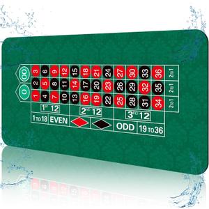 70'' x 35'' Upgraded Waterproof Casino Roulette Tabletop Layout Mat with Carrying Bag, Anti-Slip Rubber Roulette Game Layout Table Top Cover for Parties, Home Entertainment, Game Night (Dark Green-roulette)