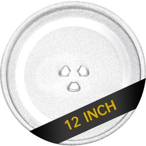 12" Microwave Glass Turntable Plate, 12" / 30.5cm Microwave Tray Replacement Glass Plate, Glass Tray Replacement for LG, GE, Magic Chef, Hotpoint, Panasonic, Kenmore, etc.