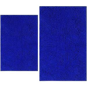 Bathroom Rugs Sets 2 Piece, Extra Soft Chenille Bath Mat Ultra Absorbent Bathroom Rug, Bathroom Mat with Sturdy PVC Non-Slip Bottom, Machine Washable Bath Rugs (20x32 Inch + 16x24 Inch, Royal Blue)