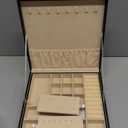 ProCase Jewelry Box for Women, 2 Layers Large Leather Jewelry Organizer Storage Case with Removable Pad for Earrings -Black