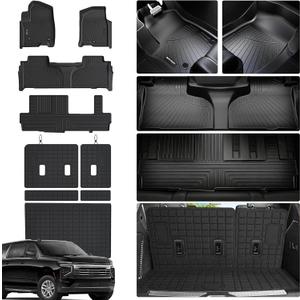 Floor Mats & Cargo Mat Mat & Backrest Mat for 2021-2026 Chevy Chevrolet Suburban 8 Seats Accessories-2 Row Bench Seat/GMC Yukon XL/Cadillac Escalade esv (Non Short) Car Floor Liners