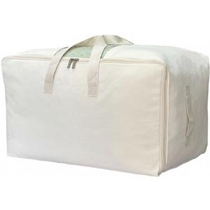 DoYiKe Soft Canvas Clothes Storage Bags with Four Carrying Handles and Clear Window, Closet Organizer for Clothing, Blankets Sheets and Bedding, 55L, Beige