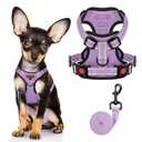 MIDOG No-Pull Dog Harness | Adjustable & Reflective Pet Harness Leash Set for Small Medium Large Dogs Walking, Training| No Choke, Front Clip, Soft Padded Vest with Easy Control Handle - Purple, XS