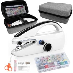 Sewing Kit:Sewing Bliss in one Box.Handheld Sewing Machine,Beginner's Sewing kit with Storage,Two Power Supply Modes,Portable mini Sewing Machine,Handheld for Beginners. (White)