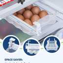 Skywin TidyFriend Refrigerator Egg Drawer 14"x7.5"x3.95" Snap-On Egg Holder with Pull-Out Drawer, Holds 18 Eggs, Fits Flat Fridge Shelves 14.116.3 in Long and 0.931.32 in Thick