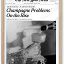 iHery Small 8X10in Champagne Problems On the Rise Newspaper Small Framed Wall Art, Natural OAK Wood Trendy 8X10in Canvas Wall Art Dcor For Bedroom Living Room Set of 1