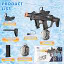 Electric Water Gun for Adults Kids, Automatic Squirt Gun with 49FT Range, Watergun with Flashing Muzzle, Summer Outdoor Water Pistol Pool Beach Party Toys for Boys Girls (Black)