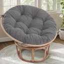 idee-home Papasan Chair Cushion, Circle Papasan Chair Cushion with Corduroy Cover (Without Chair) for Bowl Chair, 48 X 48 Inch, Light Grey