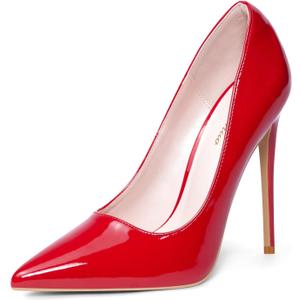 Elisabet Tang Women Pumps, Pointed Toe High Heel 4.7 inch/ 12cm Party Stiletto Heels Shoes Red 7.5