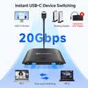 Cable Matters 20Gbps USB C Switch for 2 Computers, Up to 8K@30Hz on Windows, 4K@60Hz on macOS, 140W PD, for Sharing a USB-C/Thunderbolt 4 Monitor or Dock (Not Work with Captive Cable Docks), Black