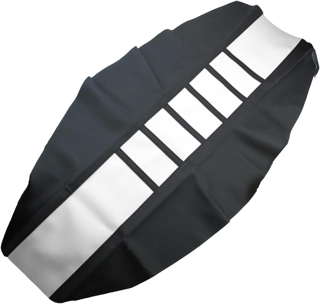 Universal Motorcycle Seat Cover Non-Slip Suitable Rubber Striped Seat Covers Soft for YZ125 YZ250 YZ450F WR250F WR450F WR400F XTZ125 YZ WR TTR 125 250 Dirt Pit Bike Off Road Motorbike (White)