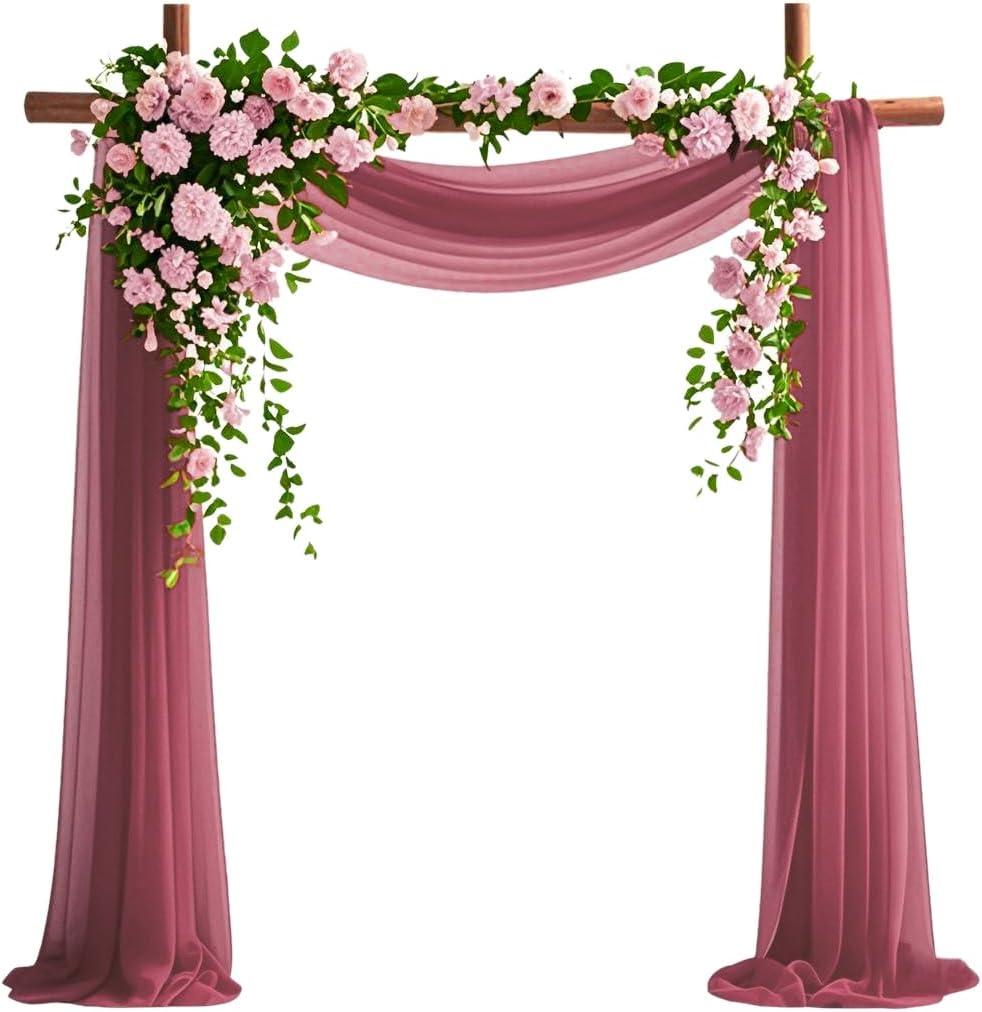 Magenta Chiffon Fabric 6.7 Yards - Wedding Arch Draping Fabric 29" x 20ft Magenta Sheer Curtains Wedding Decorations for Ceremony Backdrop