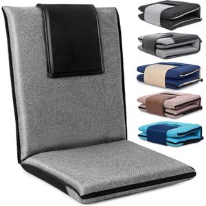 FASTMOMENT Floor Chair with Water Repellent Fabric 14-Position Adjustable Floor Chair with Back Support Portable Floor Seat for Adults Foldable Meditation Seat with Washable Cover (Dark Grey), 34.25 inches x 17.32 inches x 17.32 inches