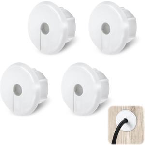 4Pcs Wall Cable Pass Through Grommet, 1'' Plastic Feed Through Bushing, Compatible Wall Hole Routing Kit, Cords Hole Covers Bushing for Cables Wires Furniture (White)